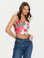 Guess Top W5RH26 WGLO2 Kolorowy Regular Fit. Topy damskie Guess, xs, z aplikacjami, z syntetyku, bez kołnierzyka. Za 239.99 zł.