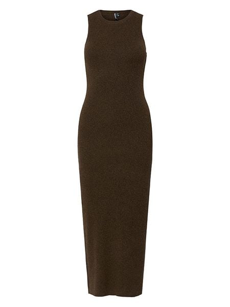 Pieces Sukienka dzianinowa w kolorze brązowym rozmiar: L. Brązowe sukienki damskie Pieces, l, bez wzorów, z dzianiny, bez kołnierzyka, bez ramiączek, maxi. Za 100.52 zł.