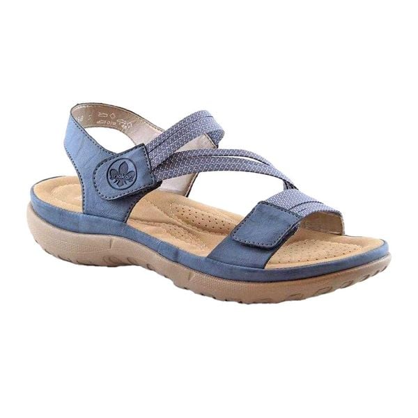 Sandały Damskie Skóra. Niebieskie obuwie trekkingowe damskie Rieker. Za 485.99 zł.