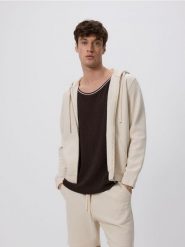 Strukturalna bluza - beżowy. Brązowe bluzy bez kaptura męskie Reserved, l, z bawełny. W wyprzedaży za 89.99 zł.