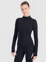 4F Bluza treningowa slim szybkoschnąca damska - czarna L. Czarne bluzy bez kaptura damskie 4f, l. Za 199.99 zł.