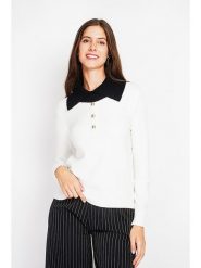 William de Faye Sweter w kolorze biało-czarnym rozmiar: 34. Białe swetry klasyczne damskie William De Faye, bez kołnierzyka. Za 95.99 zł.