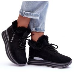 FB3 Buty Sportowe Na Platformie Z Futerkiem Czarne Jamarie. Czarne buty sportowe na co dzień damskie bez wzorów. Za 189.42 zł.