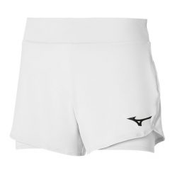 Spodenki do biegania damskie Mizuno Flex. Białe szorty damskie Mizuno, bez wzorów, sportowe. Za 109.99 zł.