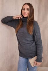 Sweter z wywijanym golfem ciemny szary. Szare golfy damskie KESI, l, bez wzorów, z wełny, bez ramiączek. Za 139.05 zł.