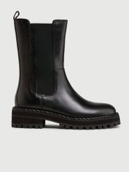 Liu Jo Skórzane sztyblety w kolorze czarnym rozmiar: 41. Czarne botki damskie Liu Jo, ze skóry, sportowe, bez obcasa, bez zapięcia. Za 522.14 zł.