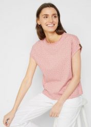 T-shirt (2 szt.). Czerwone t-shirty damskie bonprix, bez wzorów, ze skóry, bez kołnierzyka. Za 99.98 zł.