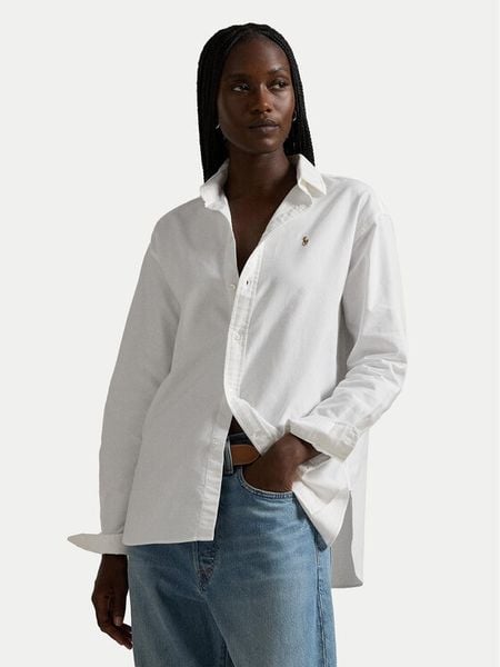 Polo Ralph Lauren Koszula 211956604001 Biały Relaxed Fit. Białe koszule damskie Polo Ralph Lauren, xs, bez wzorów, z bawełny, bez kołnierzyka, bez ramiączek. Za 769.99 zł.