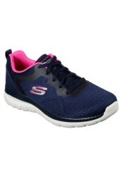Buty sportowe Sneakersy damskie, Skechers Bountiful-Quick Path. Niebieskie buty sportowe na co dzień damskie Skechers, bez wzorów, z materiału, trekkingowe. Za 169.00 zł.