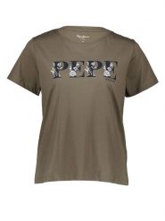 Pepe Jeans Koszulka w kolorze khaki rozmiar: XL. Brązowe bluzki damskie Pepe Jeans, xl, bez wzorów, z bawełny, bez kołnierzyka, bez ramiączek. Za 96.95 zł.
