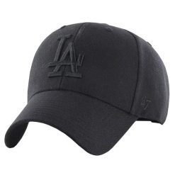 Czapka z daszkiem dla dorosłych MLB Los Angeles Dodgers Cap. Czarne czapki męskie 47 Brand, na lato, bez wzorów, z materiału, sportowe. Za 190.50 zł.