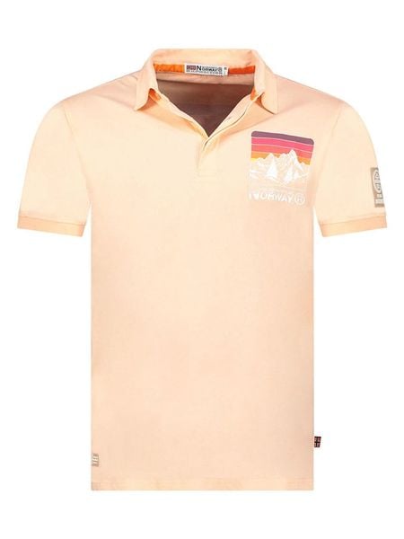 Geographical Norway Koszulka polo "Kumping" w kolorze brzoskwiniowym rozmiar: S. Różowe koszulki polo męskie Geographical Norway, s, bez wzorów, z bawełny, bez ramiączek. Za 61.02 zł.