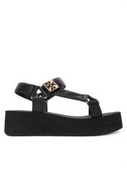 Tory Burch Sandały Mellow Platform Sandal 166402 Czarny. Czarne sandały damskie Tory Burch, bez wzorów, ze skóry, bez obcasa, na koturnie. Za 1,099.00 zł.