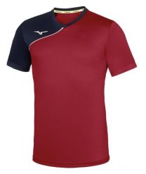 Koszulka Mizuno Team trad shukyu. Czerwone t-shirty sportowe męskie Mizuno, l, z poliesteru, bez ramiączek, do piłki nożnej. Za 162.50 zł.
