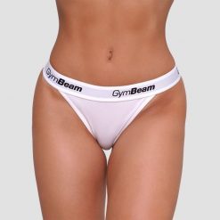 Stringi damskie z elastycznym pasem białe 3Pack. Białe stringi damskie GYMBEAM, xs, bez wzorów, z bawełny. Za 76.90 zł.