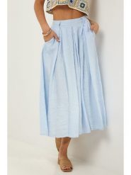 Le Monde du Lin Lniana spódnica w kolorze błękitnym rozmiar: 40/42. Niebieskie spódniczki damskie Le Monde du Lin, bez wzorów, ze lnu, klasyczne, z standardowym stanem, midi, rozkloszowane. Za 130.99 zł.
