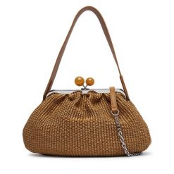 Torebka Weekend Max Mara. Brązowe torebki klasyczne damskie Weekend Max Mara, bez wzorów, wizytowe, bez kołnierzyka, bez ramiączek. Za 1,579.00 zł.