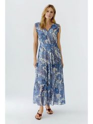 Oui Sukienka w kolorze niebiesko-kremowym rozmiar: 42. Niebieskie sukienki damskie Oui, bez wzorów, z tkaniny, bez kołnierzyka, bez ramiączek, maxi. Za 398.77 zł.