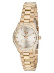 U.S. Polo Assn. Zegarek kwarcowy w kolorze złotym rozmiar: onesize. Żółte, analogowe zegarki damskie U.S. Polo Assn., metalowe. Za 434.99 zł.