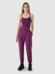4F Spodnie dresowe joggery z modalem damskie - fioletowe XL. Fioletowe spodnie dresowe damskie 4f, l, bez wzorów, z dresówki. W wyprzedaży za 119.99 zł.