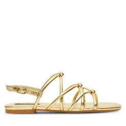 Sandały Nine West. Żółte sandały damskie Nine West, bez wzorów, bez obcasa, na płaskiej podeszwie. Za 119.99 zł.