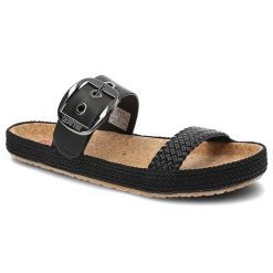 Czarne Klapki Big Star Modne Buty Na Lato. Czarne klapki damskie Big Star, z aplikacjami, ze skóry ekologicznej, bez obcasa. Za 109.00 zł.