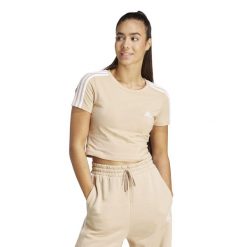 Koszulka damska ADIDAS Gym & Pilates crop slim. Białe bluzki damskie Adidas, s, bez wzorów, z bawełny, bez ramiączek. W wyprzedaży za 99.99 zł.
