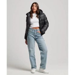Damska kurtka lotnicza Superdry Sports. Czarne kurtki damskie Superdry., xs, bez wzorów, z nylonu, bez kaptura. Za 508.50 zł.