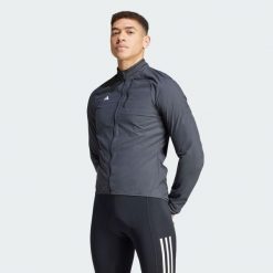Kurtka The WIND.RDY Cycling. Czarne kurtki męskie Adidas, bez wzorów, z materiału, sportowe, bez kaptura. Za 479.00 zł.