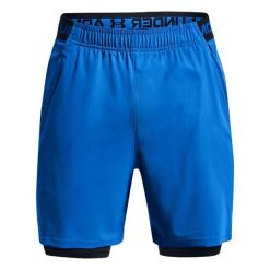 Szorty 2 w 1 Under Armour Vanish Woven. Niebieskie szorty męskie Under Armour, bez wzorów, sportowe. Za 243.00 zł.