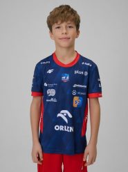 4F Koszulka meczowa replika wyjazdowa z sezonu 2025/26 dziecięca 4F x ZAKSA Kędzierzyn-Koźle - granatowa 98/104. Niebieskie koszulki dziewczęce 4f, m, bez wzorów, z dzianiny, bez ramiączek. Za 179.99 zł.