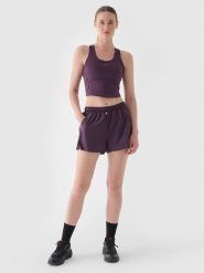 4F Spodenki do biegania szybkoschnące damskie - fioletowe S. Fioletowe spodenki sportowe damskie 4f, s, z materiału, do biegania. W wyprzedaży za 59.99 zł.