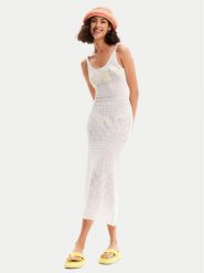 Desigual Sukienka plażowa Kenia 24SWMF02 Biały Regular Fit. Białe sukienki damskie Desigual, na plażę, l, bez wzorów, z syntetyku, bez kołnierzyka, bez ramiączek. Za 279.99 zł.