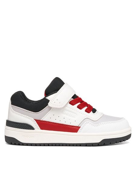 Geox Sneakersy J Washiba Boy J66LQH 0BC15 C0050 S Biały. Białe buty sportowe chłopięce Geox, ze skóry, bez zapięcia. Za 249.99 zł.