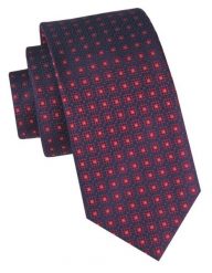 Klasyczny, Męski Krawat Alties - Drobny, Czerwony Wzór Geometryczny. Czerwone krawaty i muchy męskie Alties, bez wzorów, z tkaniny, eleganckie. Za 49.00 zł.