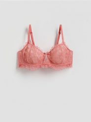 Miękki biustonosz z koronką - fioletowy. Fioletowe biustonosze Reserved, bez wzorów, z koronki. Za 89.99 zł.