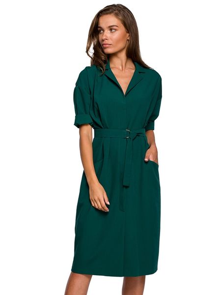 Stylove Sukienka w kolorze zielonym rozmiar: L. Zielone sukienki damskie Stylove, na co dzień, l, bez wzorów, z tkaniny, bez kołnierzyka, bez ramiączek, midi, proste. Za 100.75 zł.
