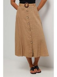 Le Monde du Lin Spódnica w kolorze jasnobrązowym rozmiar: 38/40. Brązowe spódniczki damskie Le Monde du Lin, bez wzorów, z bawełny, klasyczne, z podwyższonym stanem, midi. Za 152.99 zł.