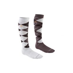 Skarpety jeździeckie w romby. Szare skarpetki damskie FOUGANZA, bez wzorów, z bawełny. Za 39.99 zł.