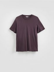 T-shirt regular z bawełny merceryzowanej - brązowy. Brązowe t-shirty męskie Reserved, l, bez wzorów, z bawełny, bez kołnierzyka. Za 99.99 zł.