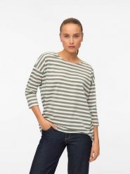 Vero Moda Koszulka w kolorze khaki rozmiar: S. Brązowe bluzki damskie Vero Moda, s, bez wzorów, z materiału, bez kołnierzyka, bez ramiączek. Za 61.46 zł.