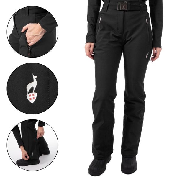 Spodnie narciarskie damskie AULP VIZUV wodoodporne oddychające. Czarne spodnie dresowe damskie Aulp, bez wzorów, sportowe. Za 429.99 zł.