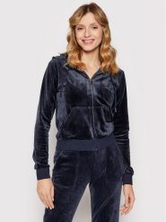 Juicy Couture Bluza Robertson JCAP176 Granatowy Slim Fit. Niebieskie bluzy bez kaptura damskie Juicy Couture, xxs, z syntetyku. Za 449.99 zł.