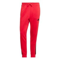 Spodnie do biegania adidas Essentials 3-Stripes Fleece. Czarne spodnie materiałowe męskie Adidas, bez wzorów, z materiału, sportowe. Za 225.40 zł.