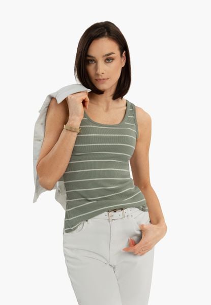 Top w paski T-ESTER. Zielone topy sportowe damskie Volcano, l, bez wzorów, z bawełny, bez ramiączek. Za 54.99 zł.