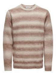 ONLY & SONS Sweter w kolorze jasnobrązowo-beżowym rozmiar: L. Brązowe swetry męskie Only & Sons, l, bez wzorów, z wełny, bez kołnierzyka. Za 127.35 zł.