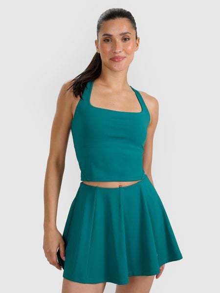 4F Crop-top tenisowy szybkoschnący damski - zielony XS. Zielone topy damskie 4f, xl, bez wzorów, z elastanu, bez kołnierzyka. Za 129.99 zł.