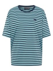 ELBSAND Koszulka "Kia" w kolorze granatowo-błękitnym rozmiar: L. Niebieskie bluzki damskie ELBSAND, l, bez wzorów, z bawełny, bez kołnierzyka, bez ramiączek. Za 82.99 zł.