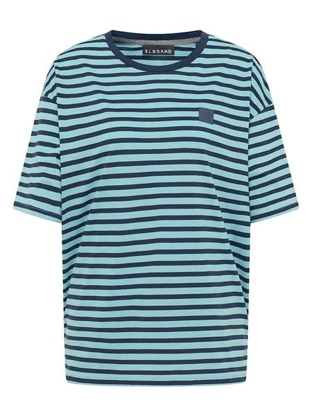 ELBSAND Koszulka "Kia" w kolorze granatowo-błękitnym rozmiar: XS. Niebieskie bluzki damskie ELBSAND, xs, bez wzorów, z bawełny, bez kołnierzyka. Za 82.83 zł.