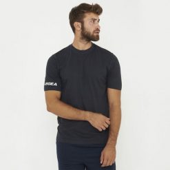 Koszulka bawełniana ARIA niebieska. Niebieskie bluzki damskie Legea, bez wzorów, z bawełny, sportowe, bez kołnierzyka, bez ramiączek. Za 52.00 zł.